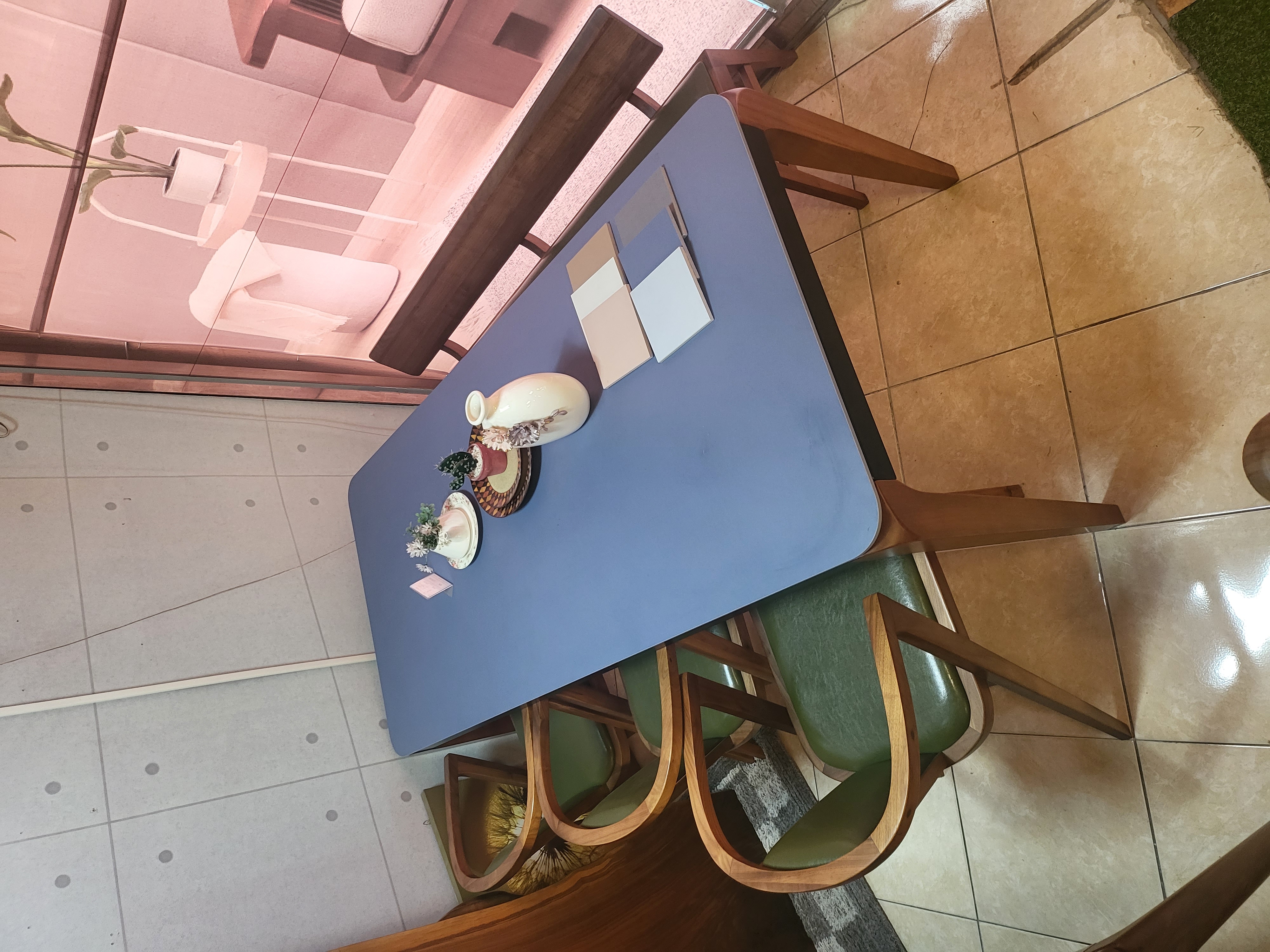 [전시품]  북미산 최고급 월넛 + 이태리 직수입 가르데니아社 세라믹 6인 식탁 SET